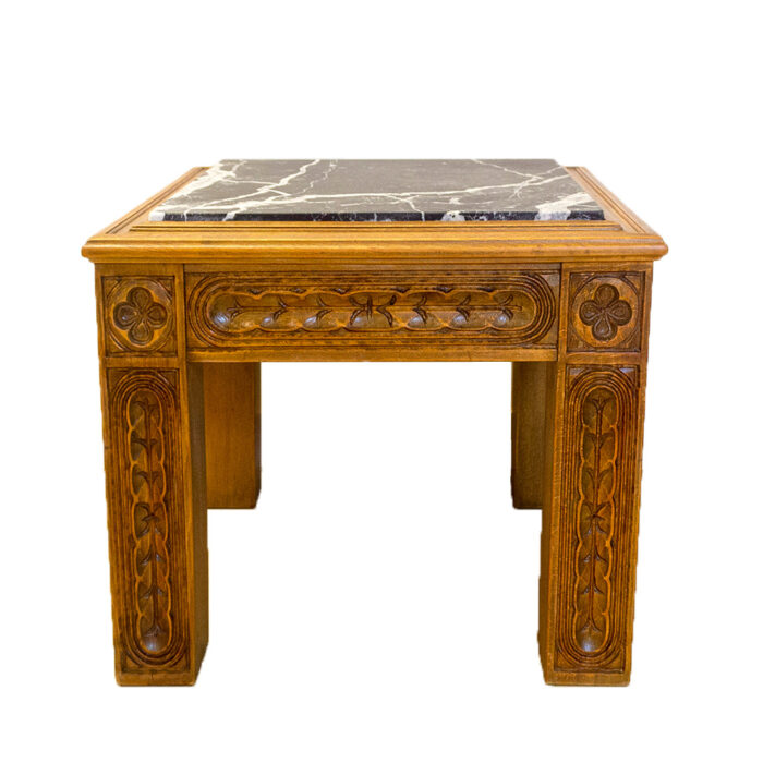 Mesa de centro madera tallada y marmol